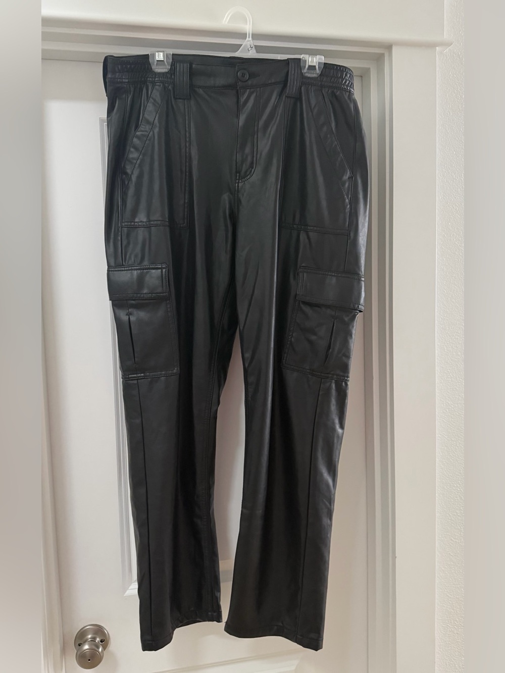 American Eagle Outfitters Black Faux Leather Cargo Pants